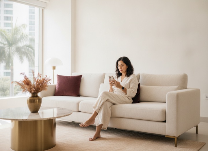 A member checking a balance in a Dior88 lounge